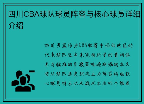 四川CBA球队球员阵容与核心球员详细介绍